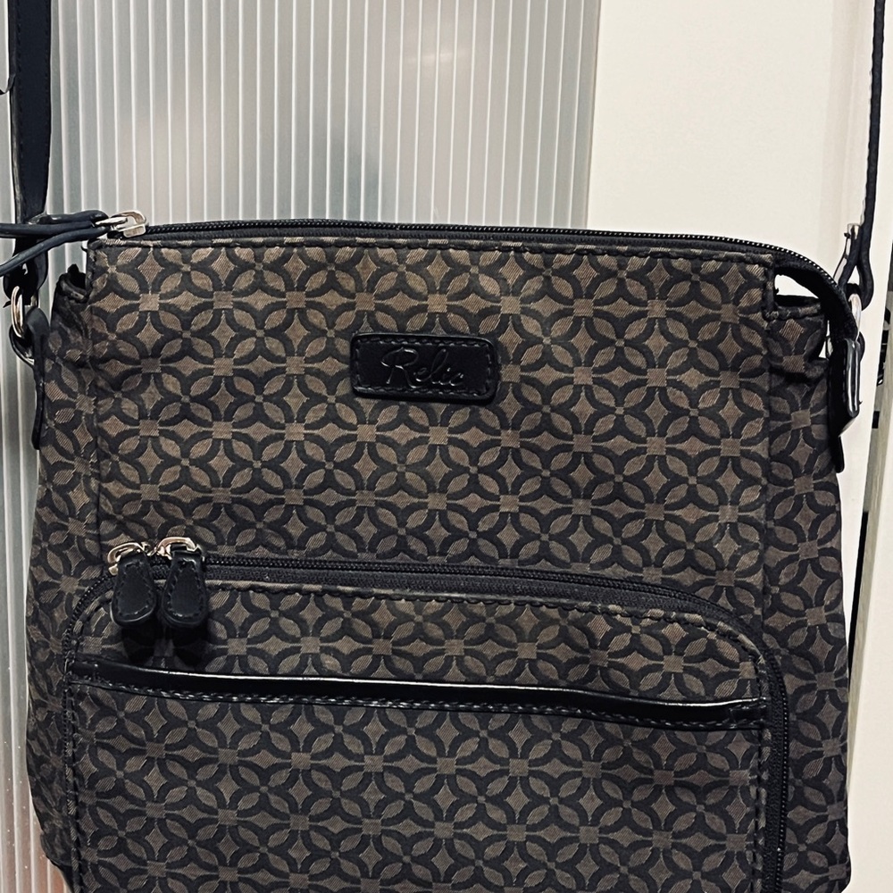 Relic Black and Gray Geometric Crossbody Bag